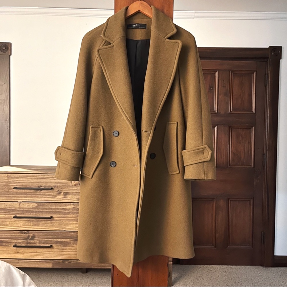 Long camel oversize wool coat brand new